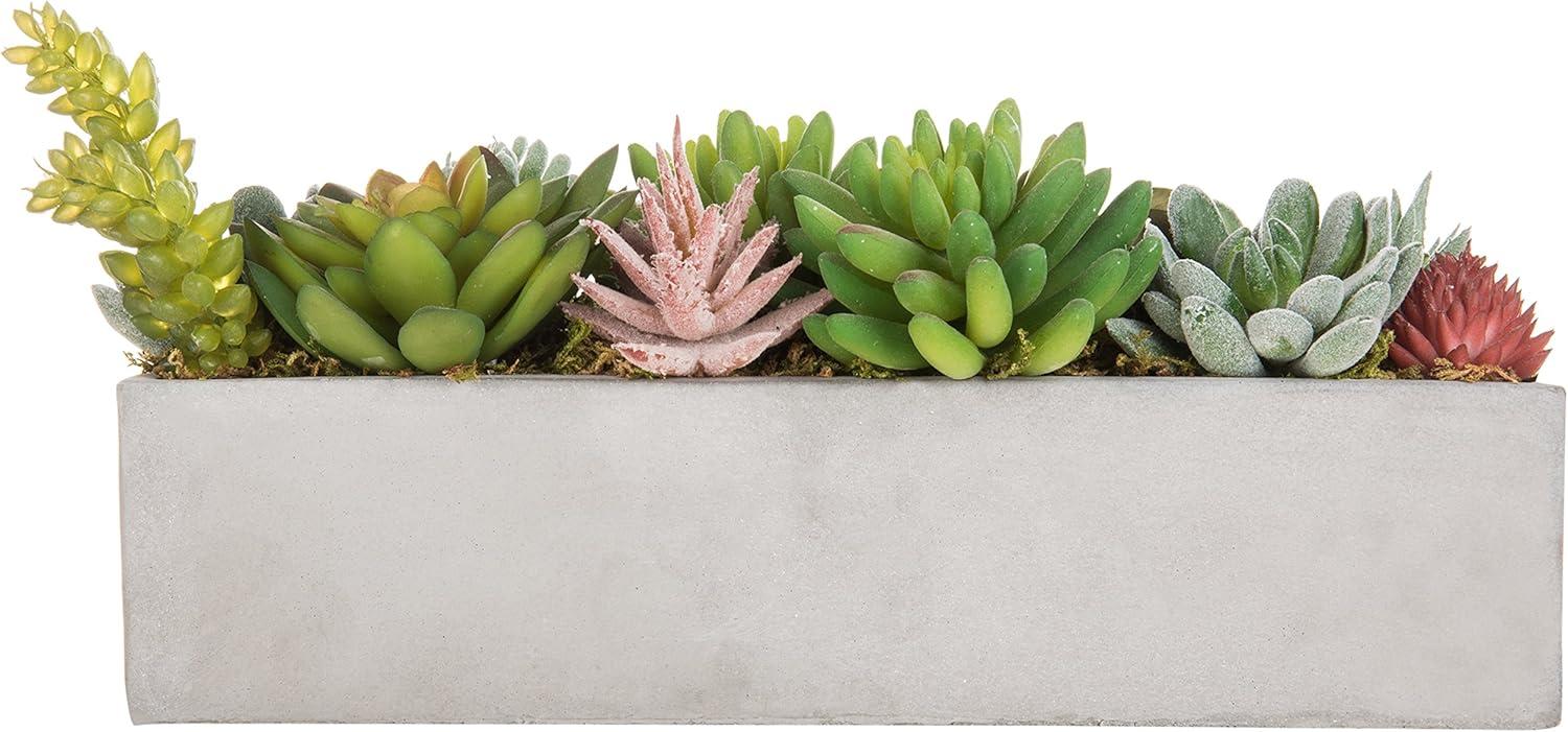 imageMyGift Artificial Succulent Centerpiece1575 Inch Faux Succulents Arrangement Plants in Sleek Black Wooden Rectangular Planter BoxGray 12 Inch