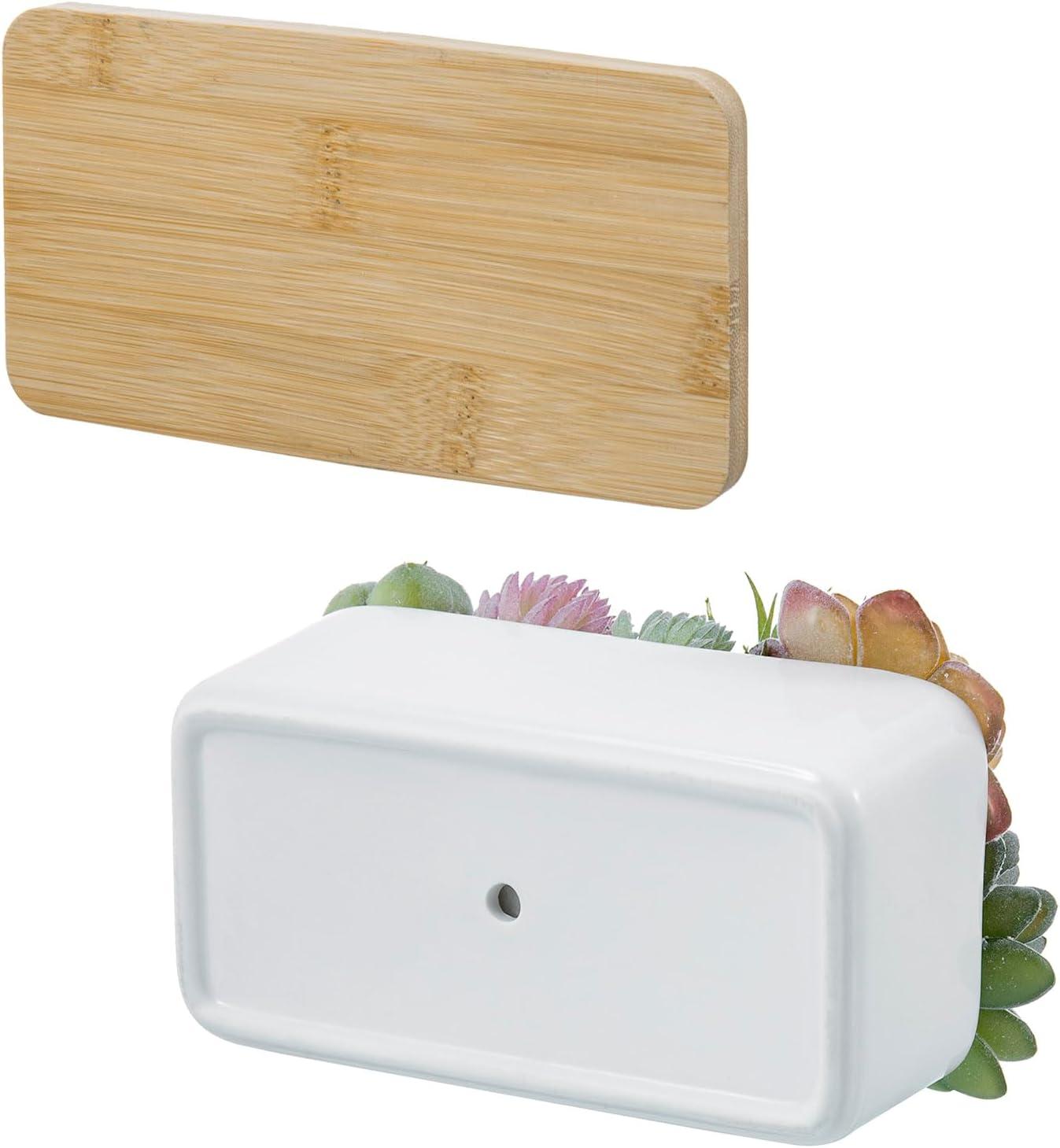 imageMyGift Artificial Succulent Centerpiece1575 Inch Faux Succulents Arrangement Plants in Sleek Black Wooden Rectangular Planter BoxWhitewood Tray