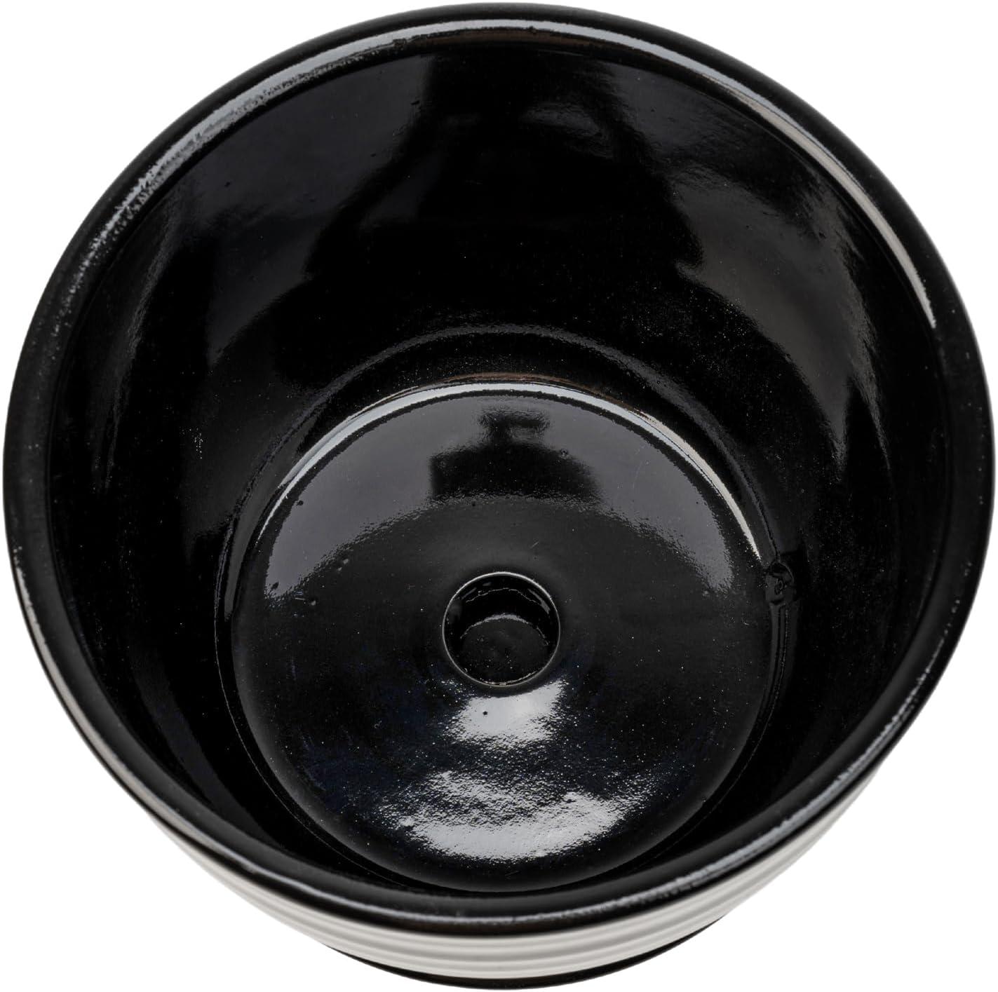 imageMyGift Black Ceramic Pots for Plants 675645 inch Flower Pots Plant Pots Indoor with Drainage Holes and Tray Garden Planters for Succulent and Flowers Set of 3Black