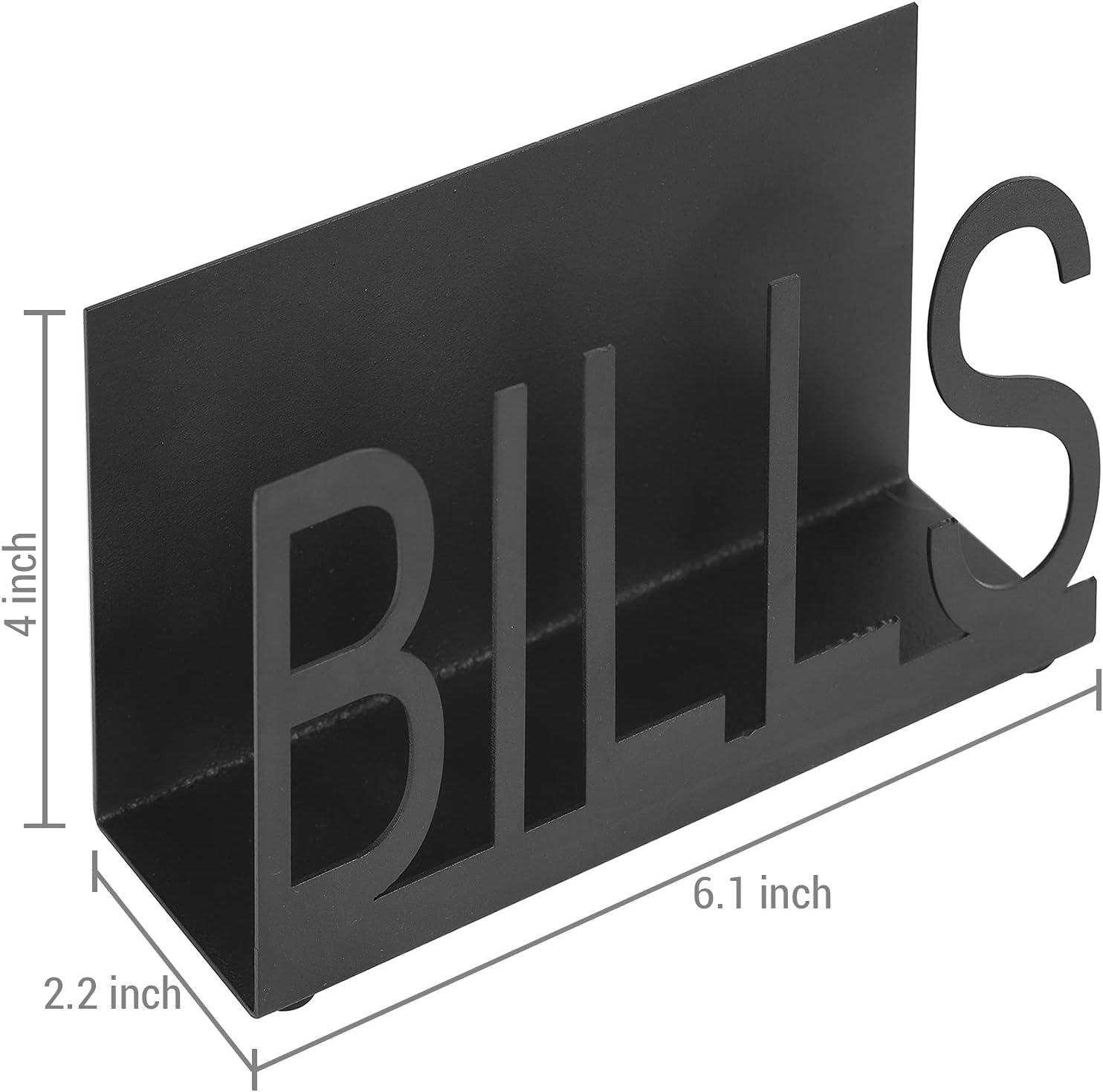 imageMyGift Black Metal Desktop Mail Sorter Organizer with Bills in Block Cut Out Letter DesignBILLS