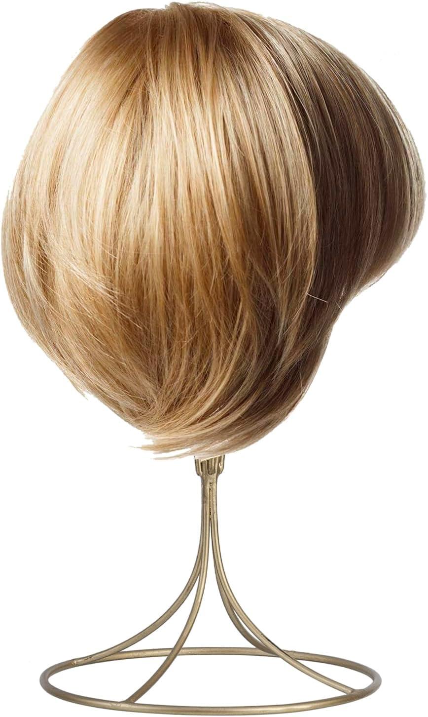 imageMyGift Black Metal Wire Hat Holder Stand Wig Display Rack Fedora or Baseball Cap Storage Form Set of 2Brass