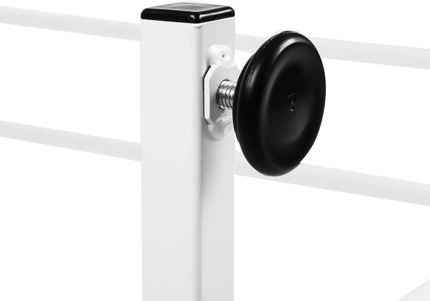 imageMyGift Black Stainless Steel Freestanding Garment Rack Heavy Duty Double Rod Clothes Rack Clothing Hanger Stand with Storage Display ShelfWhite