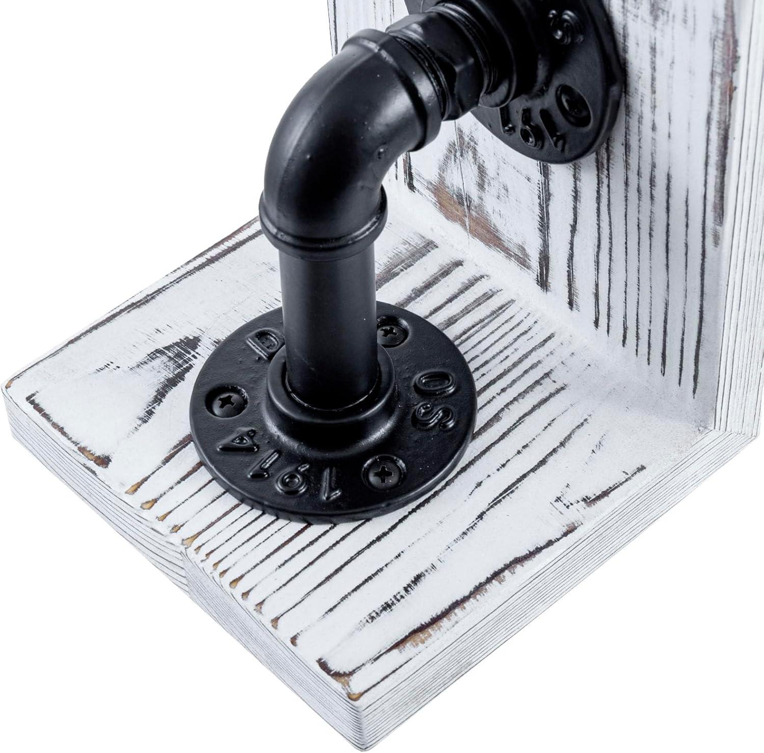 imageMyGift Book EndsBookends for ShelvesMetal Bookends for Heavy BooksWood Decorative Book Stopperwith Realistic Industrial Pipe DesignDark Brown Book End for Home OfficeWhite Washed
