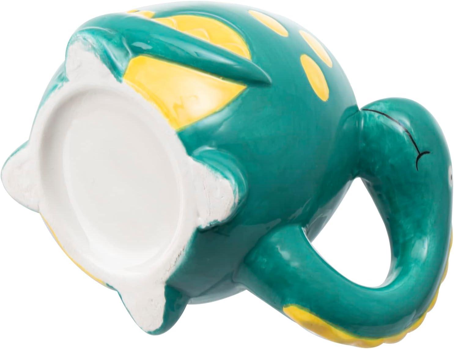 imageMyGift Ceramic Cute Coffee Mugs for Women Children Men with Adorable Turquoise Brontosaurus Dinosaur Cartoon DesignTurquoise