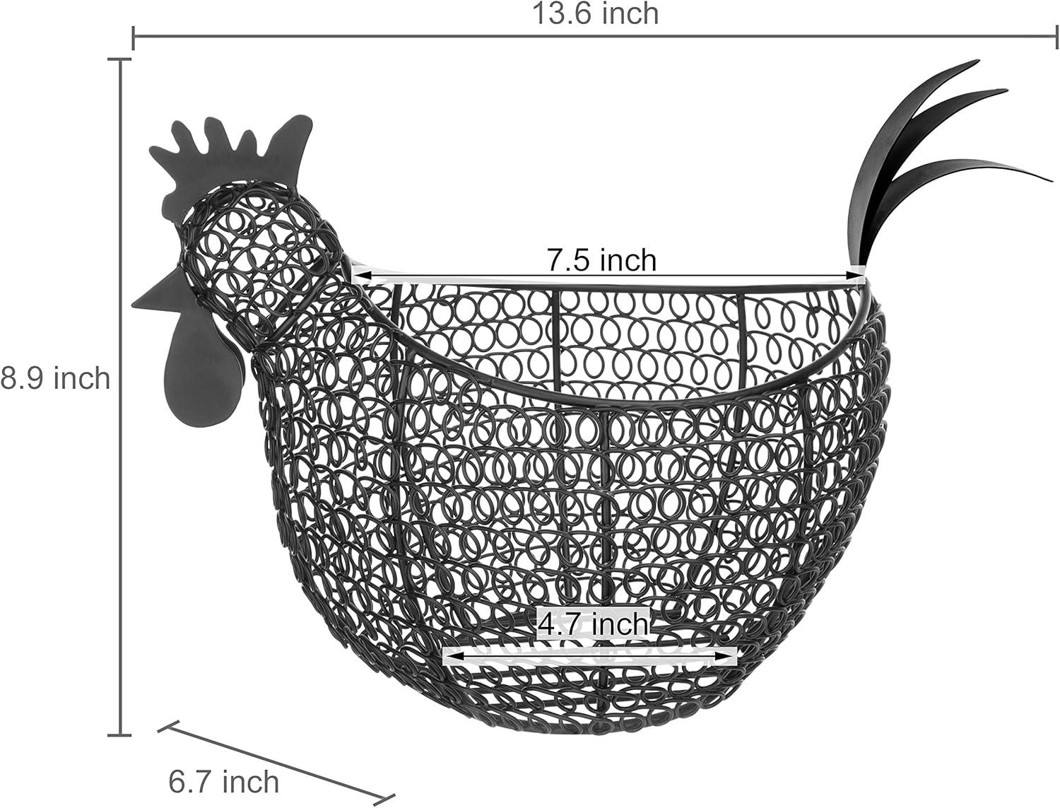 imageMyGift Chicken Wire Egg Gathering Basket Chicken Shaped Egg Holder For Kitchen Countertop Farmhouse Home Decor Display Storage Collecting Basket BlackBlack