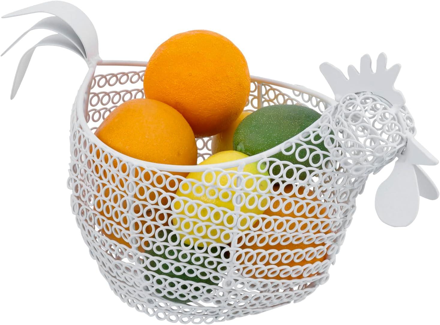 imageMyGift Chicken Wire Egg Gathering Basket Chicken Shaped Egg Holder For Kitchen Countertop Farmhouse Home Decor Display Storage Collecting Basket BlackWhite