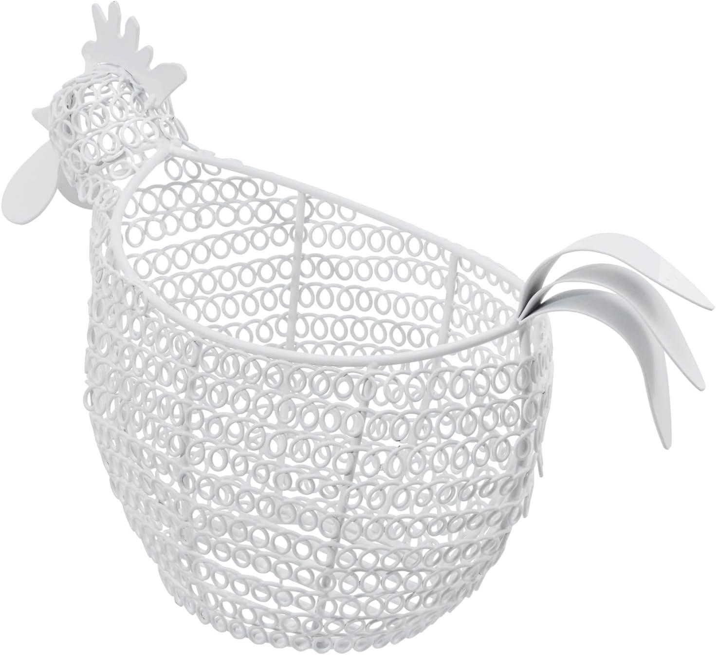 imageMyGift Chicken Wire Egg Gathering Basket Chicken Shaped Egg Holder For Kitchen Countertop Farmhouse Home Decor Display Storage Collecting Basket BlackWhite