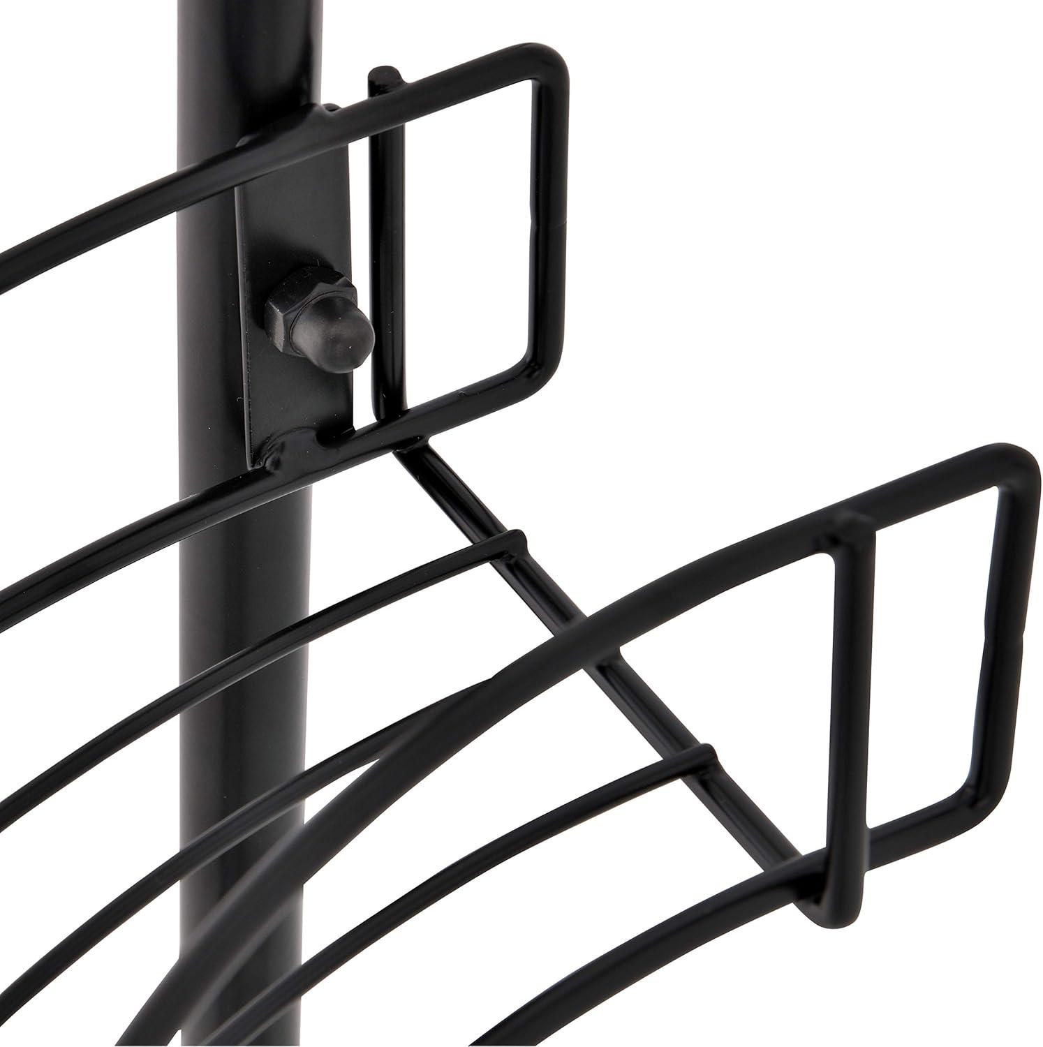 imageMyGift Chrome Plated Metal UndertheSink Rack Bathroom Quality Pedestal Storage Organizer with 2 Display Shelves and Hand Towel BarBlack