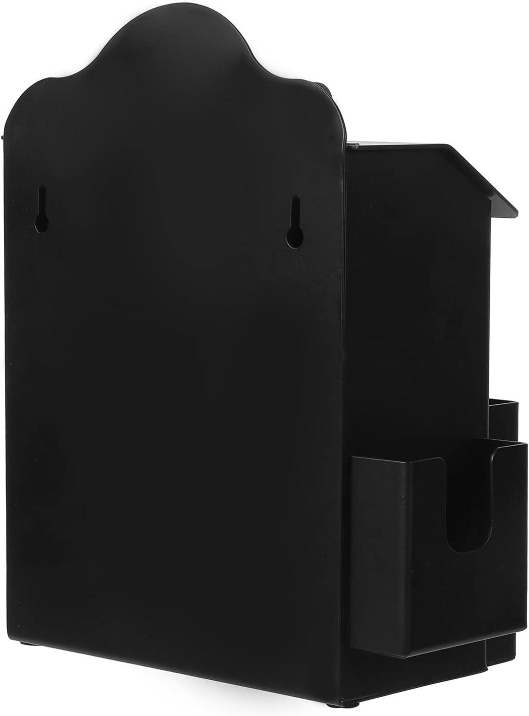 imageMyGift Classic Matte Black Metal Suggestion Box with Cursive Suggestions Lettering Wall Mounted or Tabletop Comment Box with Lock Keys Paper Sheet and Pen Holder SlotsBlack