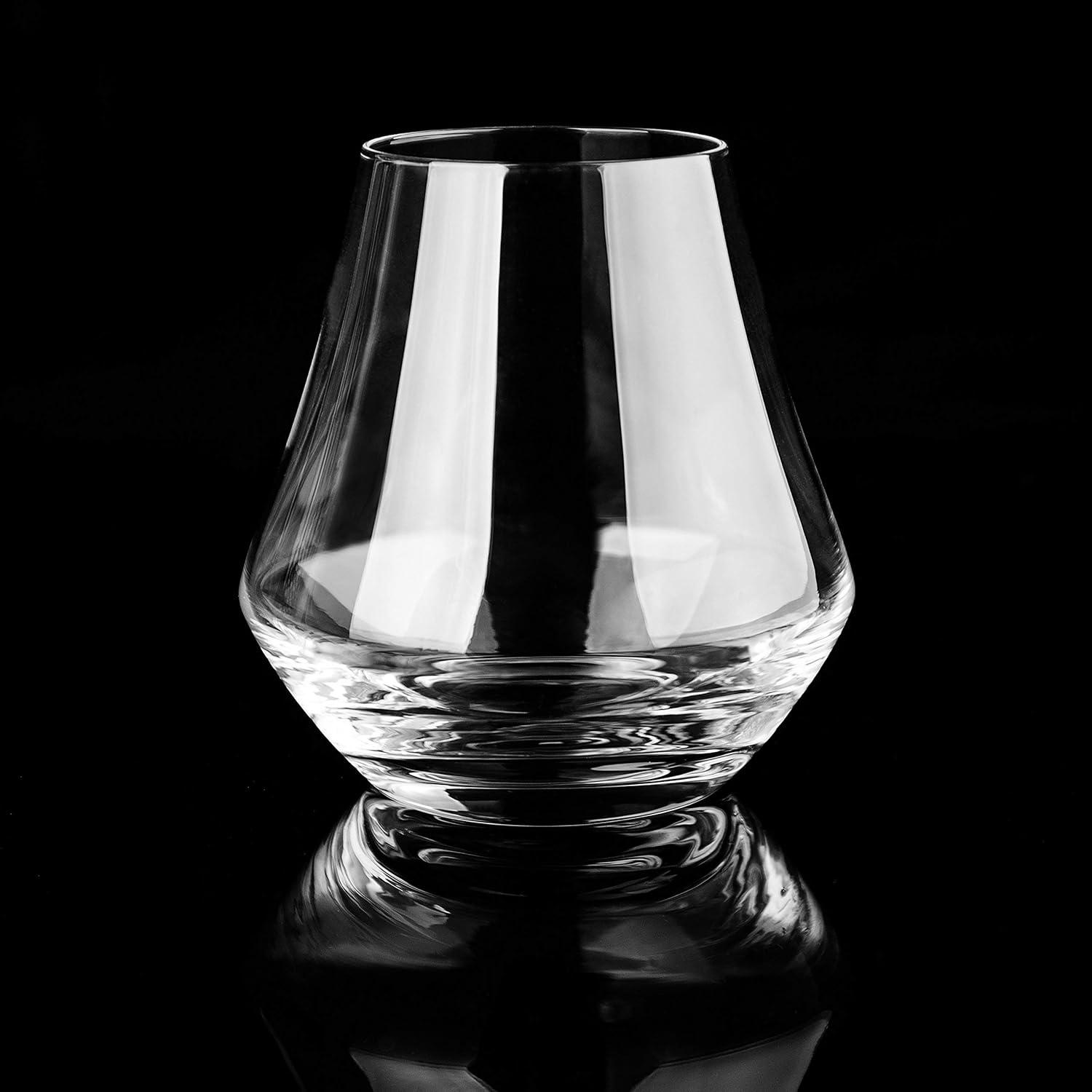 imageMyGift Clear Crystal TulipShaped Whiskey Tasting Snifter Tumbler Glasses Set of 4 Includes Gift Box