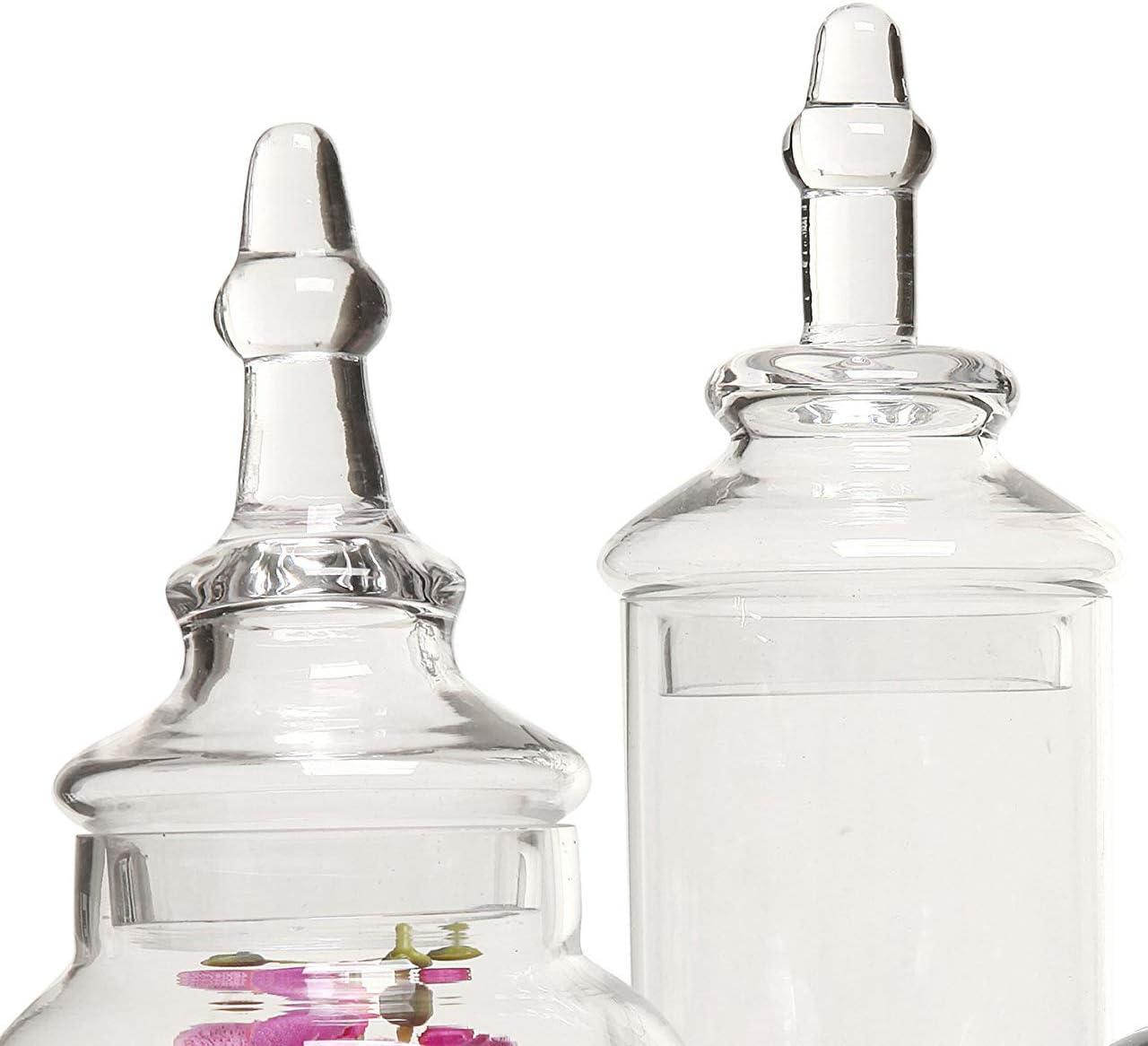 imageMyGift Clear Glass Apothecary Jars with Lid Decorative Footed Vase Candy Buffet Containers Set of 3Clear
