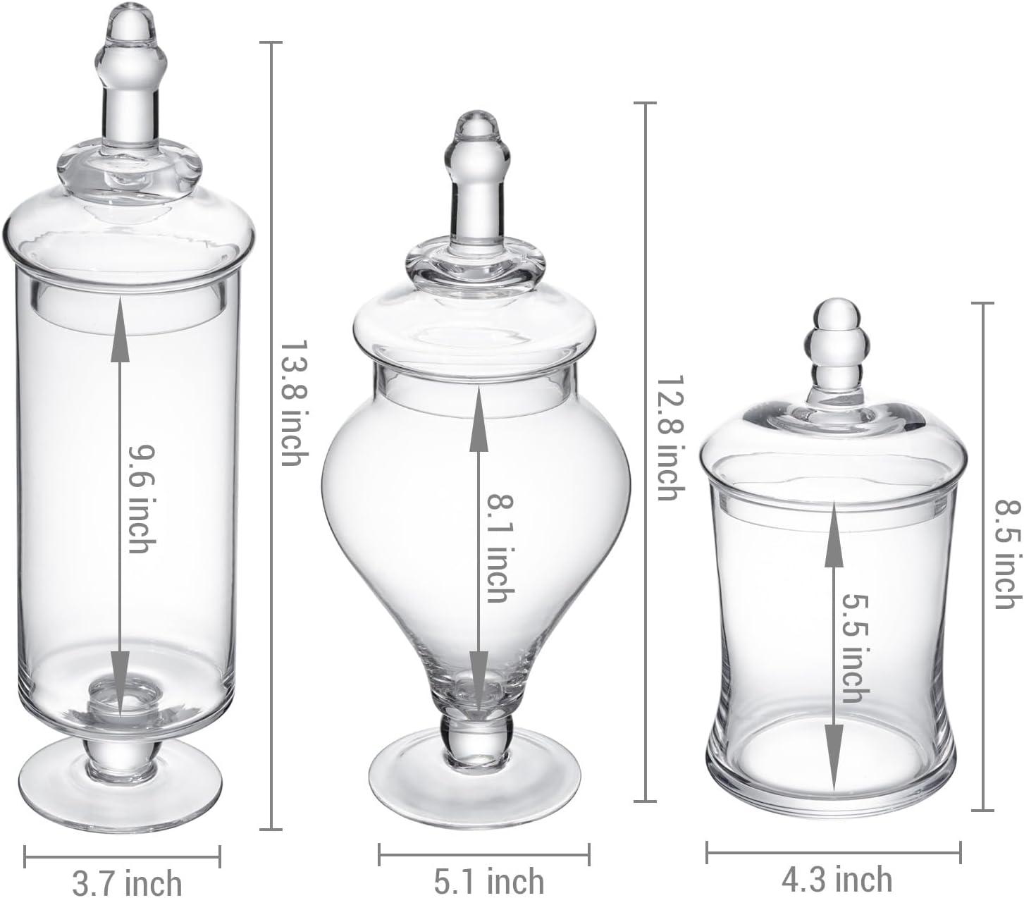 imageMyGift Clear Glass Apothecary Jars with Lid Decorative Footed Vase Candy Buffet Containers Set of 3Clear