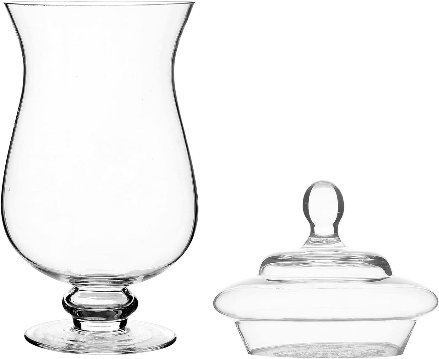 imageMyGift Clear Glass Apothecary Jars with Lid Decorative Footed Vase Candy Buffet Containers Set of 3Clear Glass