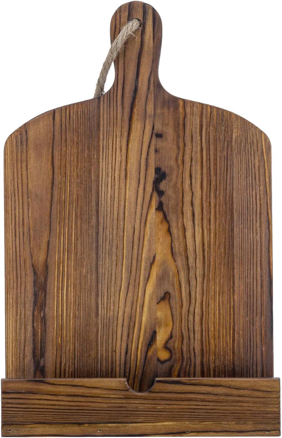 imageMyGift Cookbook Stand Recipe Book Holder with Brown Wood Cutting Board Design Cookbook Holder for Countertop DisplayBrown