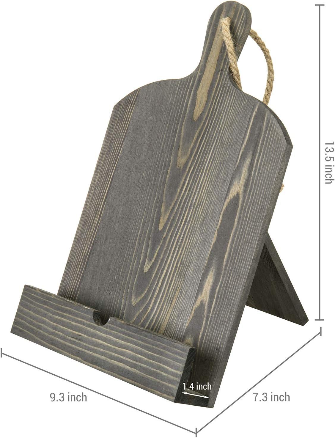 imageMyGift Cookbook Stand Recipe Book Holder with Brown Wood Cutting Board Design Cookbook Holder for Countertop DisplayVintage Gray