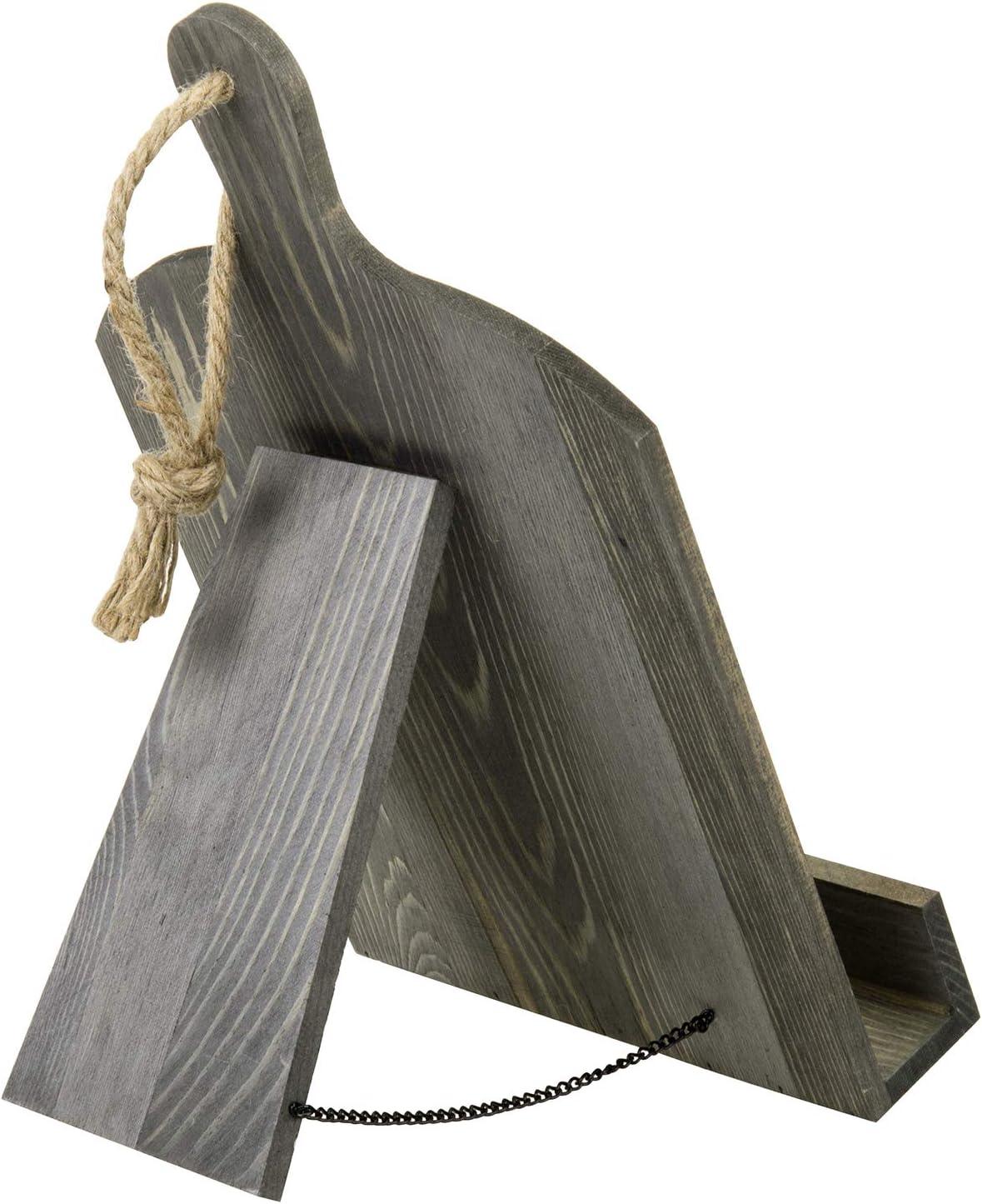 imageMyGift Cookbook Stand Recipe Book Holder with Brown Wood Cutting Board Design Cookbook Holder for Countertop DisplayVintage Gray