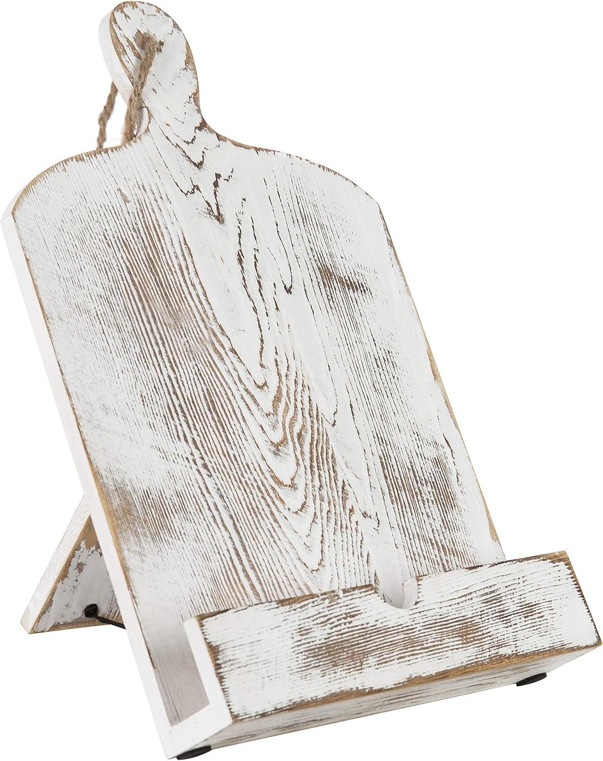 imageMyGift Cookbook Stand Recipe Book Holder with Brown Wood Cutting Board Design Cookbook Holder for Countertop DisplayWhitewashed