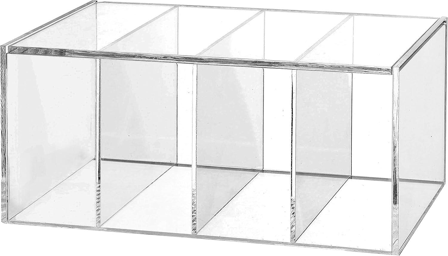 imageMyGift Deluxe Clear Acrylic Coffee Pod Holder Coffee Bar Accessories Organizer with 4 Compartments and Hinged Lid
