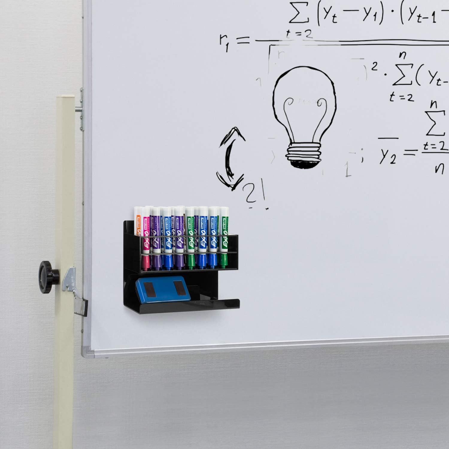 imageMyGift Dry Erase Marker Holder 10 Slots Whiteboard Marker Holder for Wall Dry Erase Eraser Holder Wall Mount BlackBlack