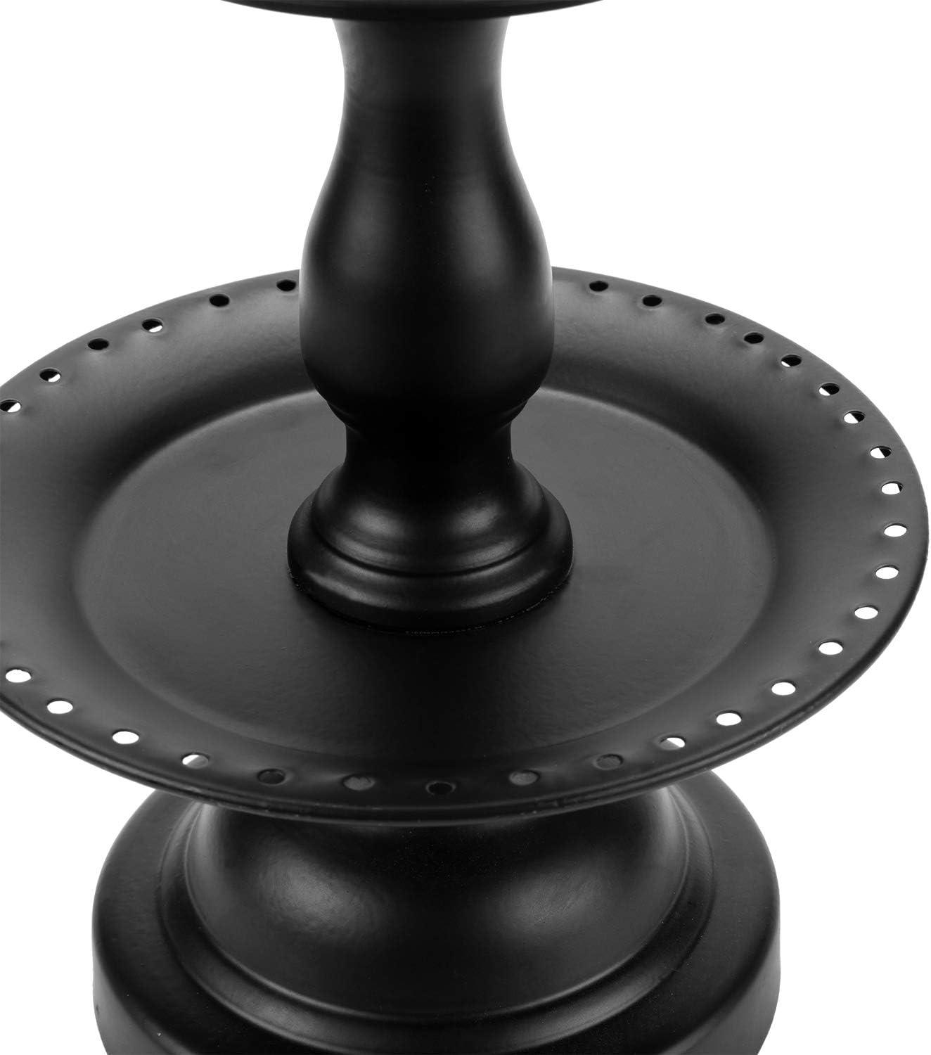 imageMyGift Earring Storage Rack Organizer Matte Black Metal Jewelry Tree Necklace and Bracelet Hanger with Wooden Ring Tray Trinket Holder Holds 68 Pairs of EarringsBlack3Tier