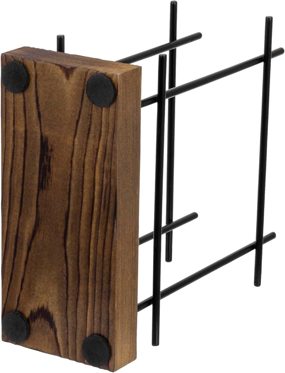 imageMyGift Farmhouse Rustic Torched Wood Napkin Holder for Table with CrossCorner DesignBlack Burnt Wood