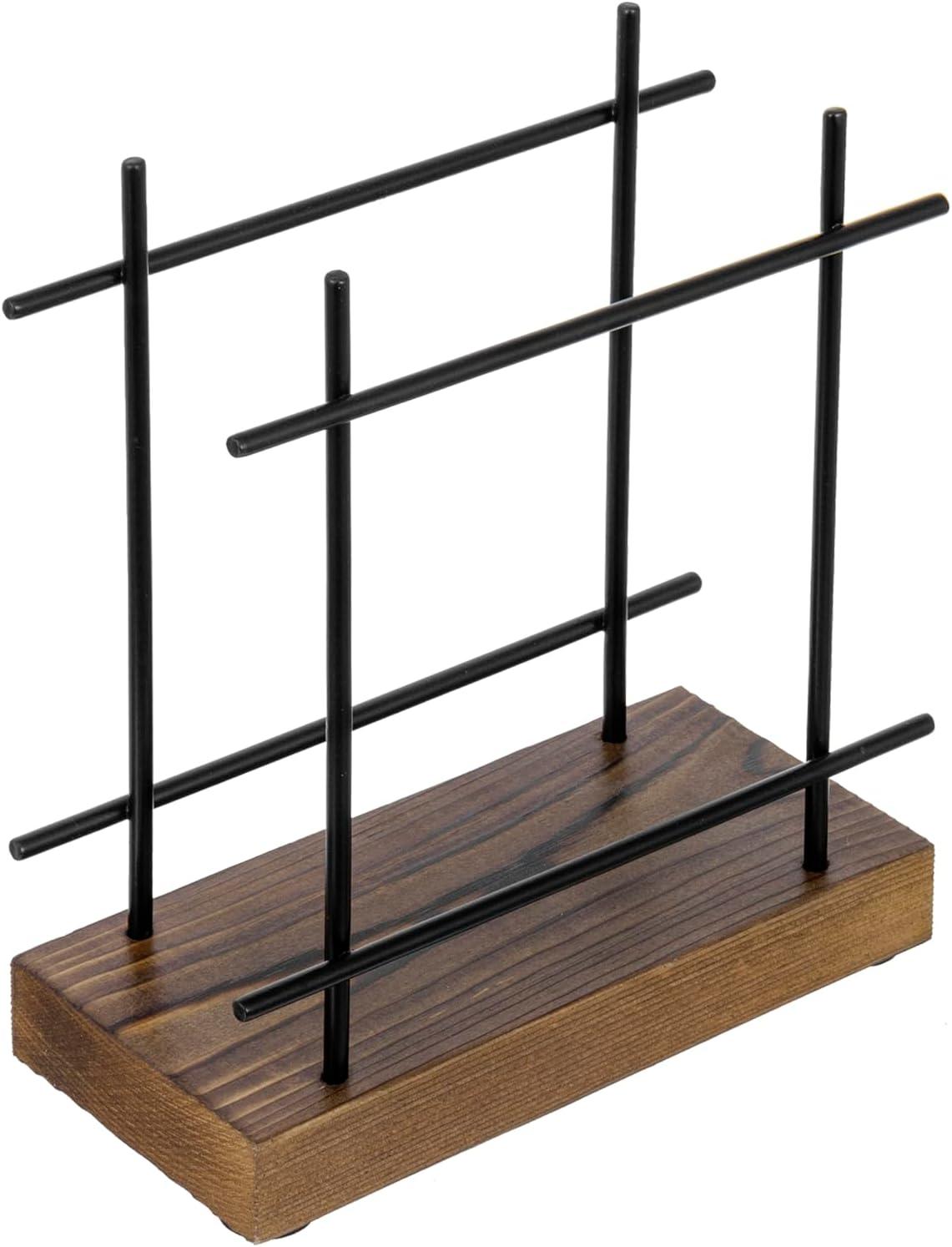 imageMyGift Farmhouse Rustic Torched Wood Napkin Holder for Table with CrossCorner DesignBlack Burnt Wood