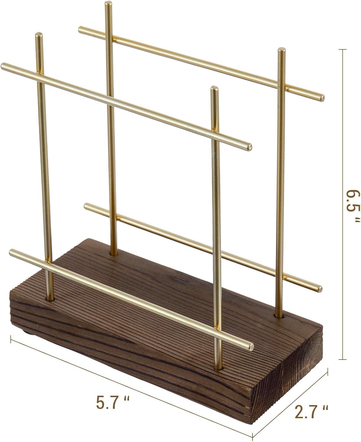 imageMyGift Farmhouse Rustic Torched Wood Napkin Holder for Table with CrossCorner DesignBrass Brown