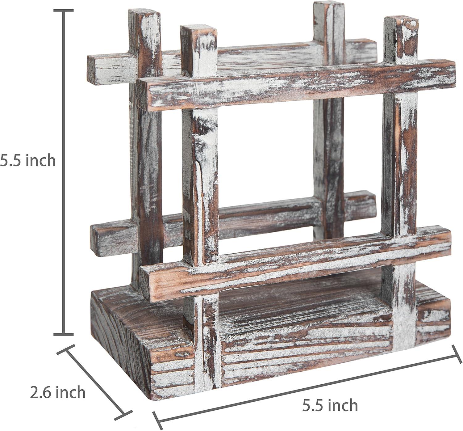 imageMyGift Farmhouse Rustic Torched Wood Napkin Holder for Table with CrossCorner DesignTorched Wood