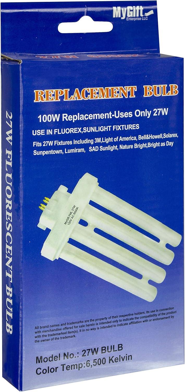 imageMyGift Fluorescent Light Bulb 4 Pin 6500K 27 Watt with Quad Tubes GX10Q4 Base Replacement Bulb for Light of America Lamps1 Count Pack of 1