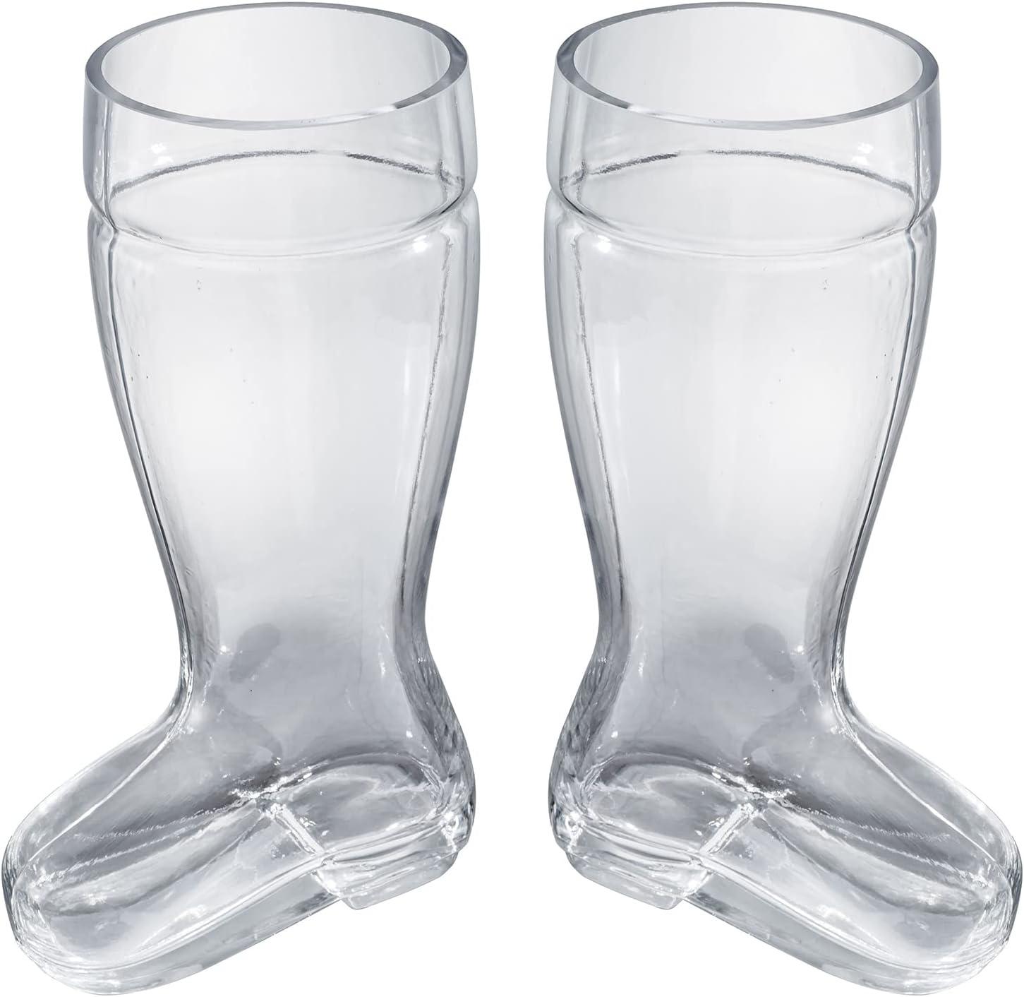 imageMyGift Giant 2 Liter Das Boot Beer Glasses Set of 2 Oversized German Style Stein for Oktoberfest Themed Parties ampamp Holiday Decor BPAFree Large Capacity Clear Glass
