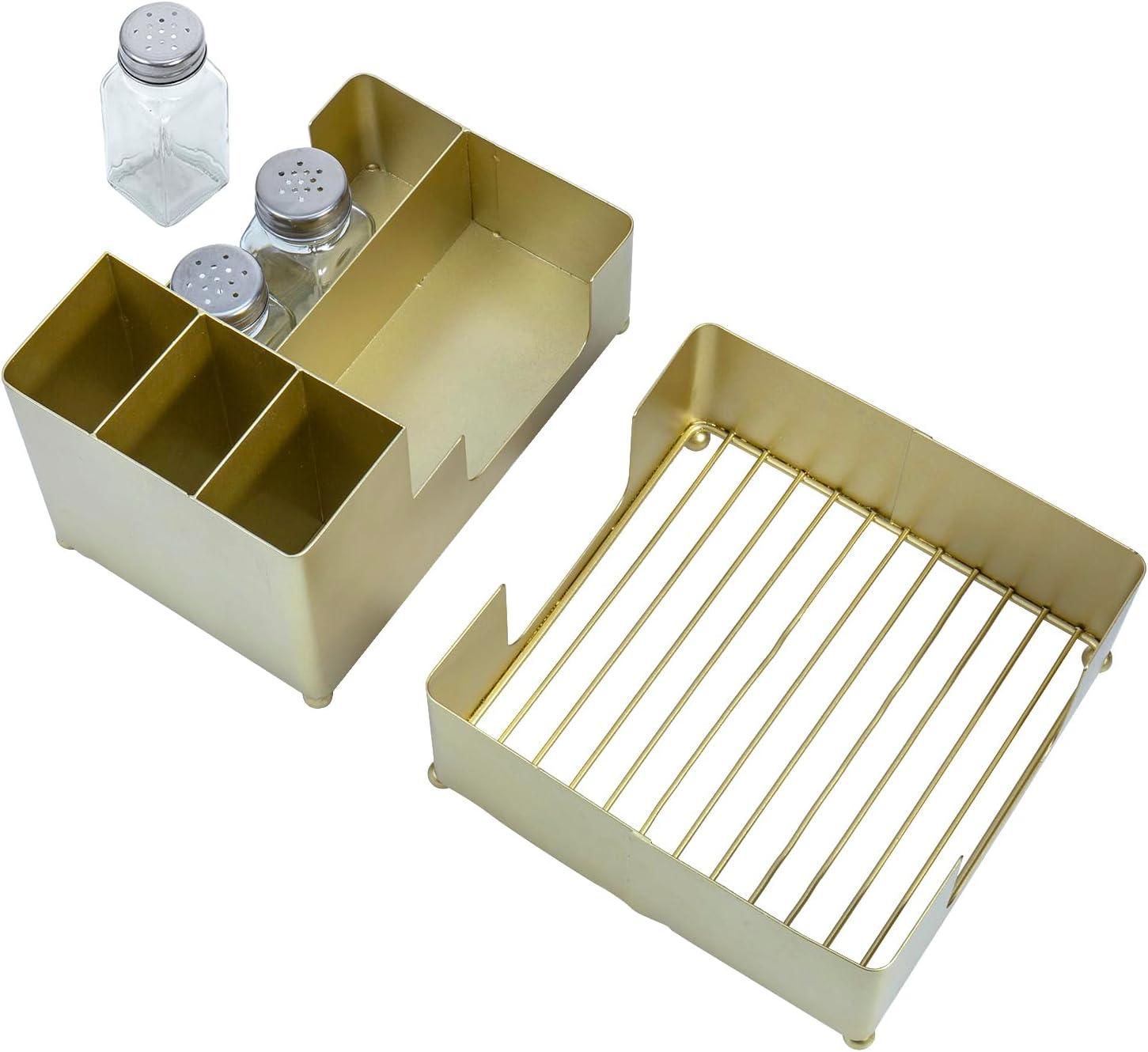 imageMyGift Gold Paper Towel Holder Toilet Paper Towel Dispenser for Bathroom C fold Paper Towel Holder Countertop for Commercial ampamp Home Use Modern Brass Finish MetalBrasstone set