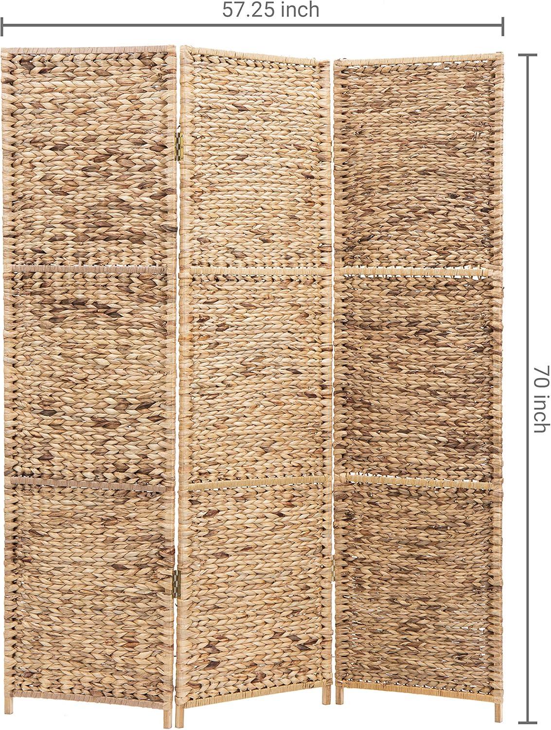 imageMyGift Handwoven Seagrass 3 Panel Room Divider Screen with Wood Frame 6FT Folding Partition Room Divider Brown 5725W x 70H