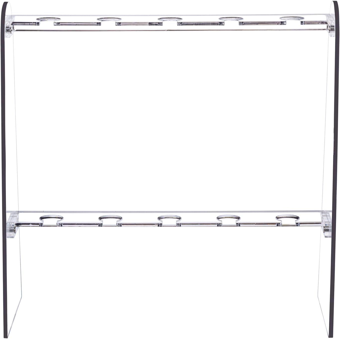 imageMyGift Industrial Metal Wine Glass Rack Holder Stand with 2 Hanger Bars and Rustic Wooden Base Countertop Hanging Stemware Holder ClearClear