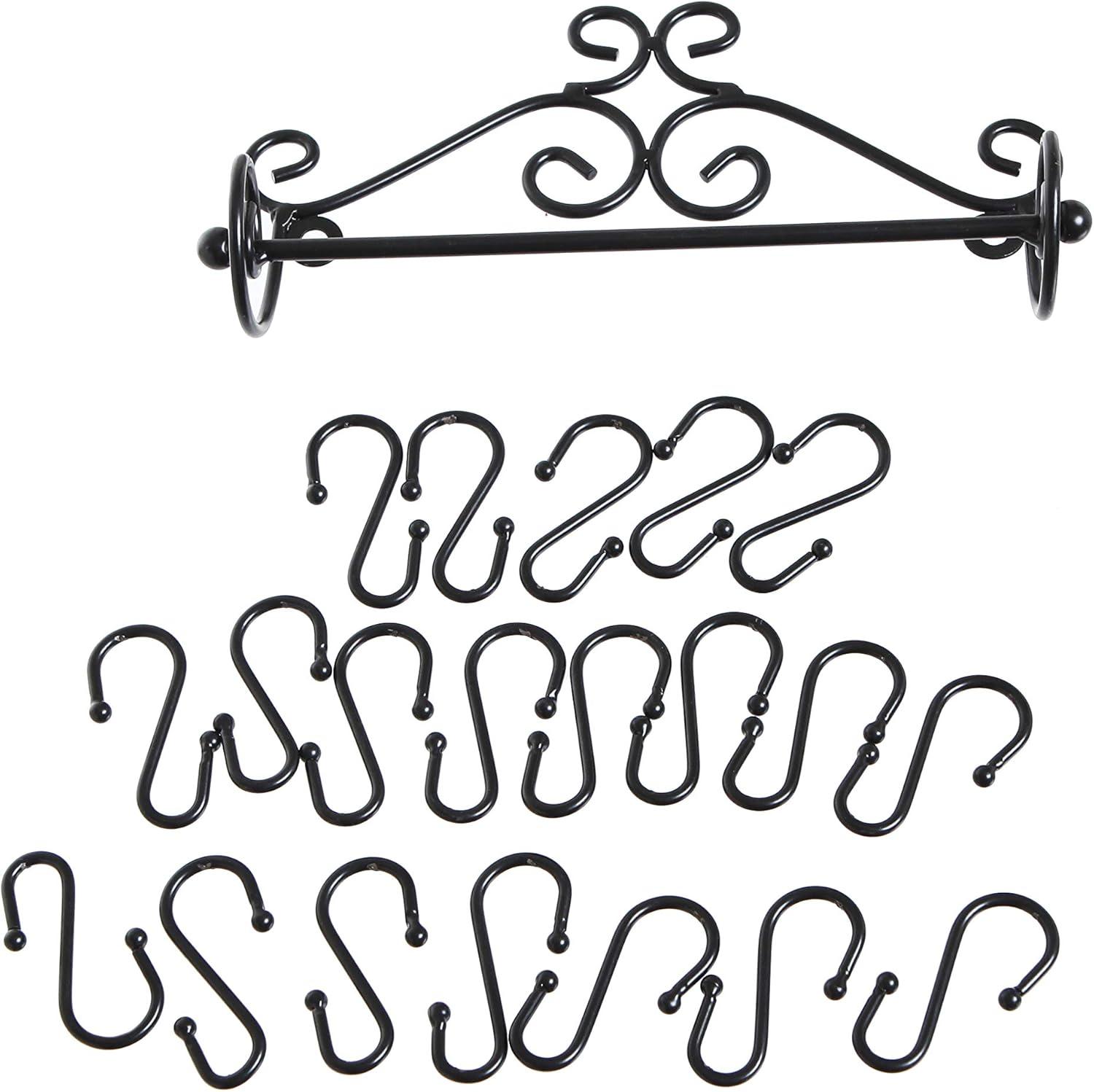 imageMyGift Jewelry Organizer Wall Mounted Black Metal Scrollwork Design Necklace Holder Jewelry Display Storage Rack with 20 Hanging SHooksBlack Set of 2