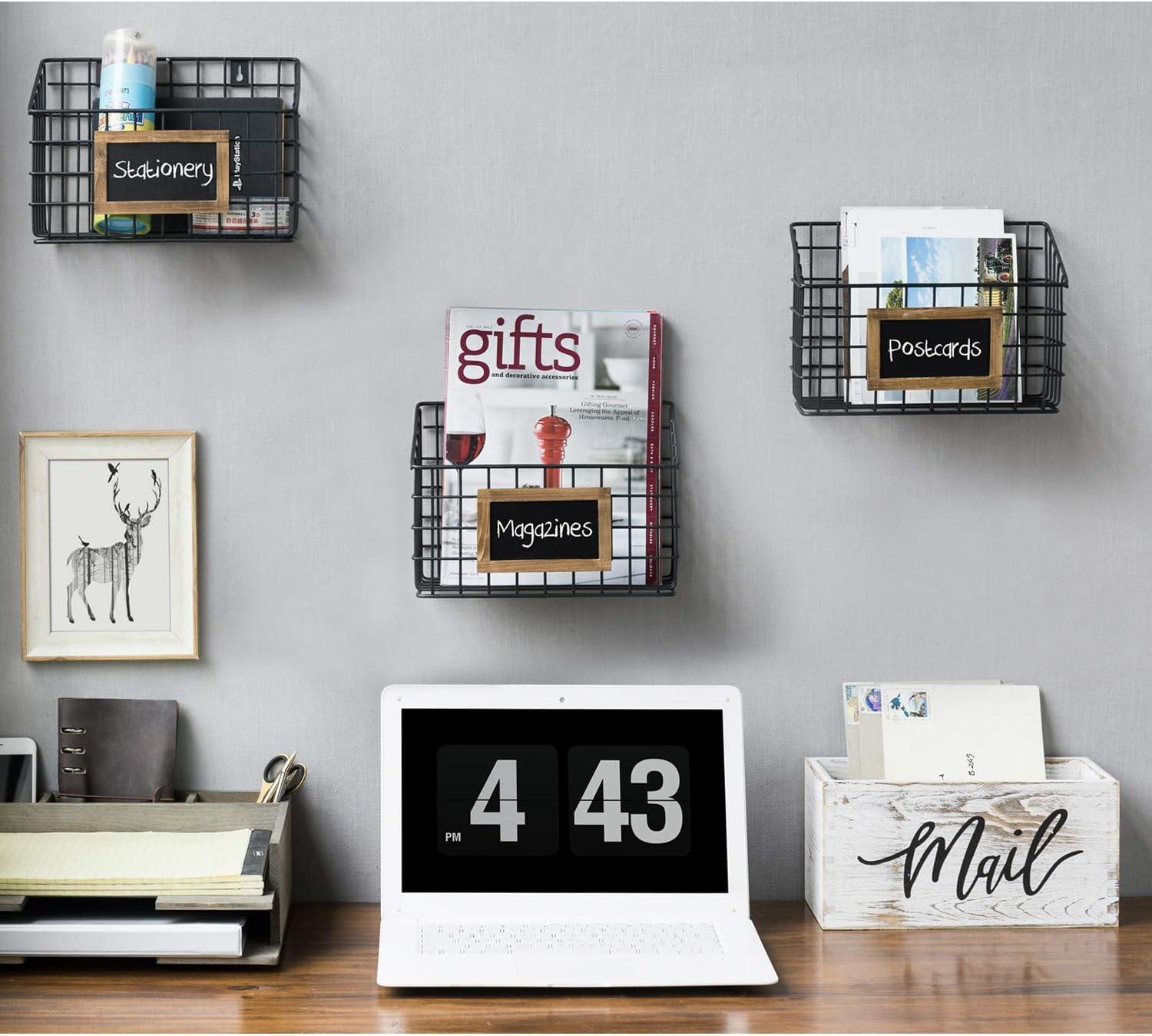 imageMyGift Mail Holder Storage Organizer Box Whitewashed Wood with MAIL Script Design Desktop Letters Bills Notes and Postcard Bin for Home Office Dorm RoomWhitewashed