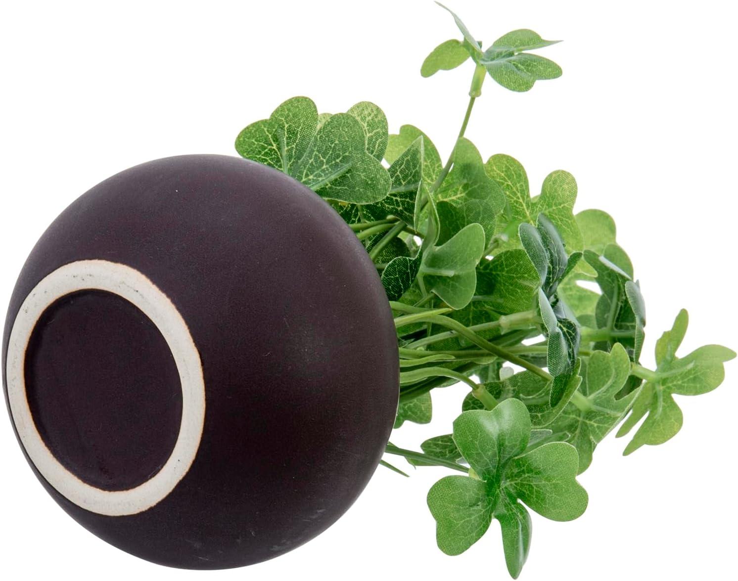 imageMyGift Mini Assorted Artificial Succulents in Round Black Ceramic Pots Mixed Realistic Indoor House Plants Set of 3Brown Green Leaf