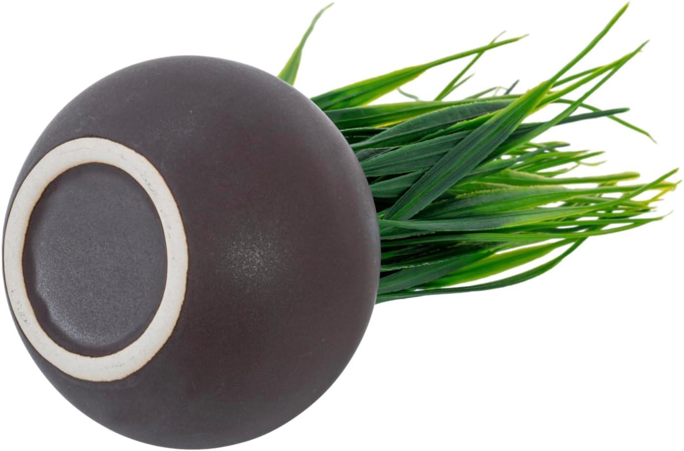 imageMyGift Mini Assorted Artificial Succulents in Round Black Ceramic Pots Mixed Realistic Indoor House Plants Set of 3Dark Brown