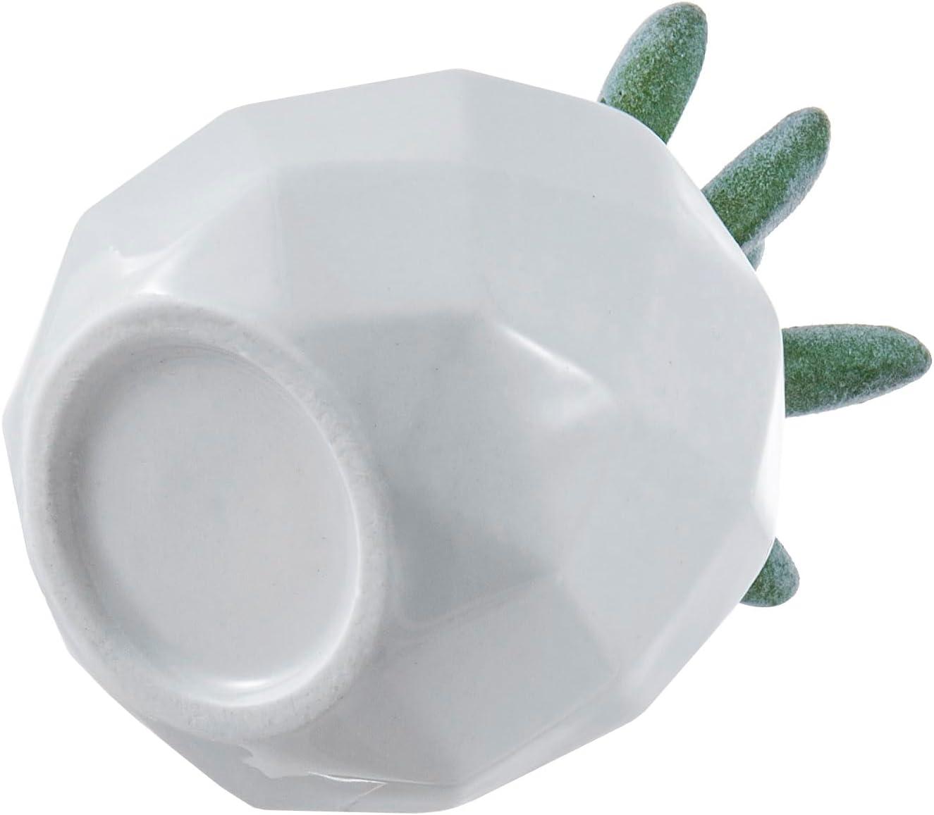 imageMyGift Miniature Artificial Succulents Indoor Fake House Plants in Round White Geometric Ceramic Pots Set of 4White Set of 4