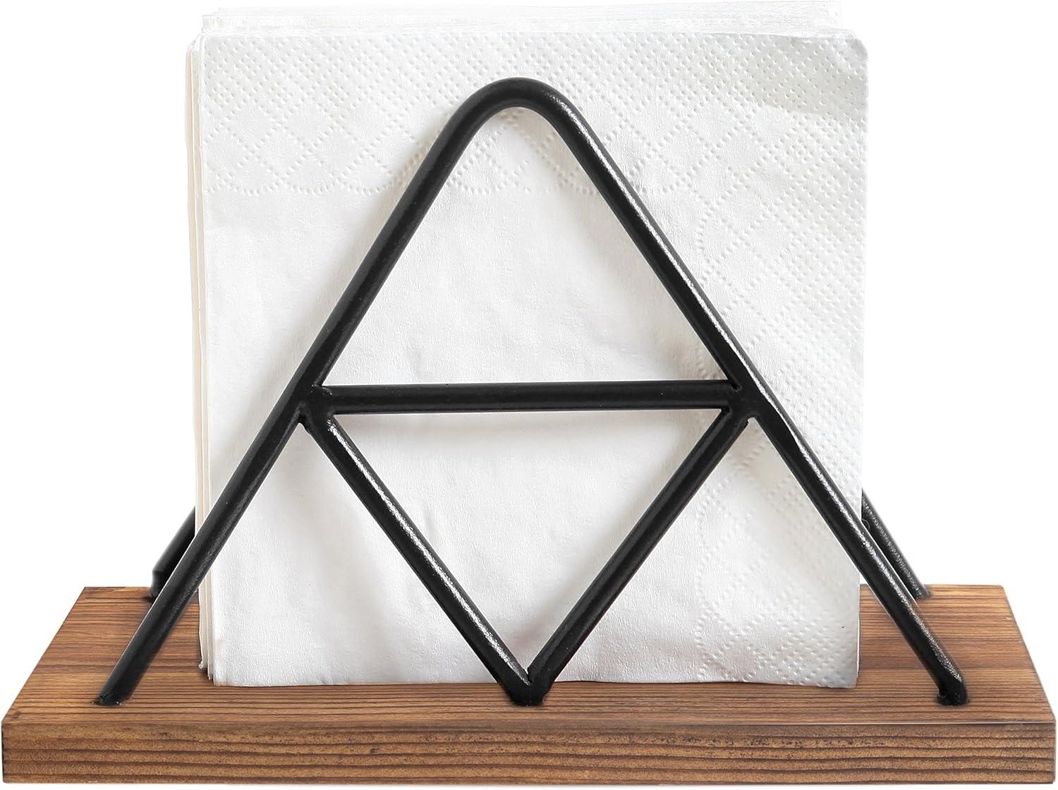 imageMyGift Modern Brass Tone Metal Wire Commercial Wall Mounted or Tabletop Paper Folded Towel Holder Dispenser Rack Tree and BirdBlack Metal