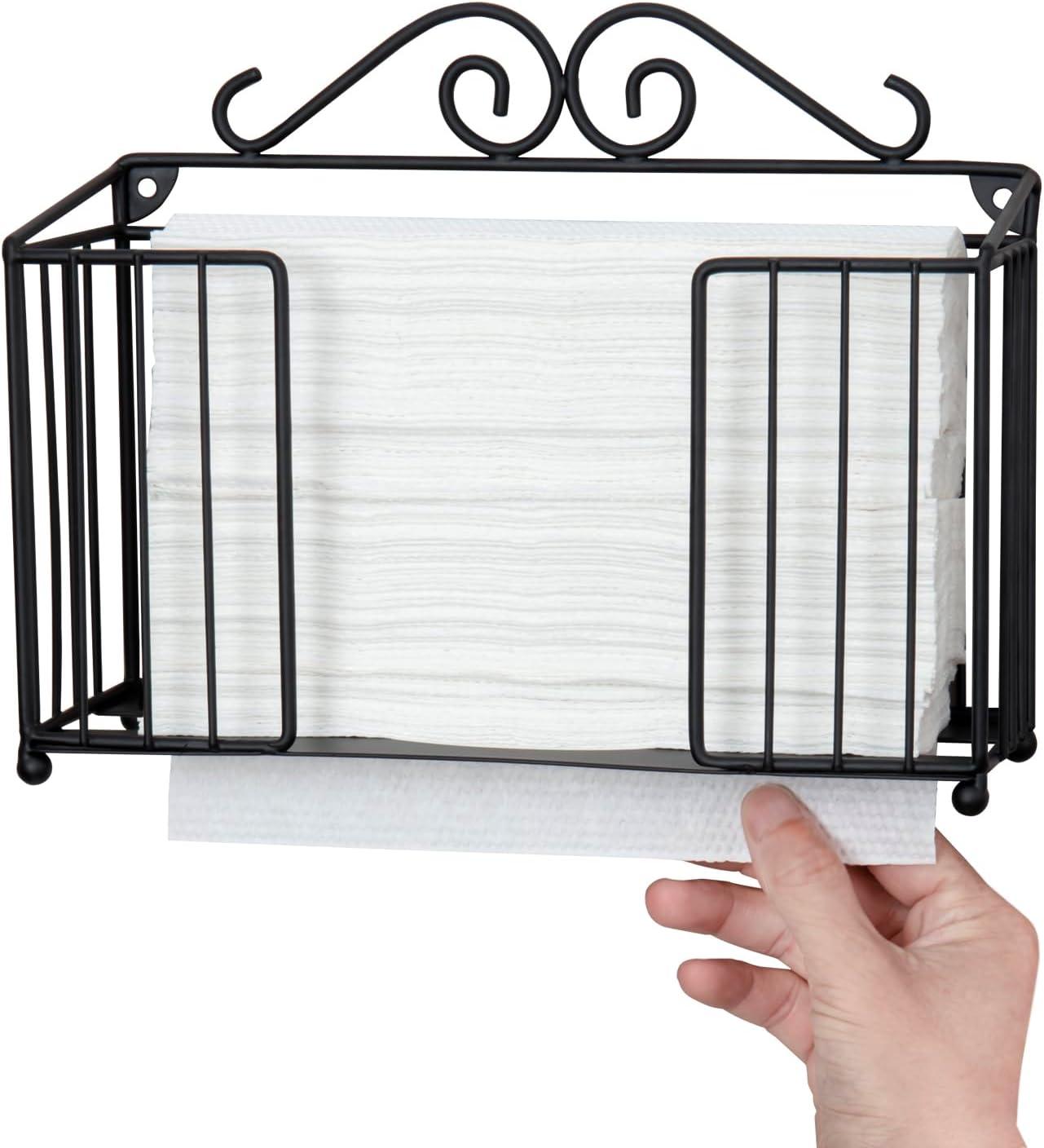 imageMyGift Modern Brass Tone Metal Wire Commercial Wall Mounted or Tabletop Paper Folded Towel Holder Dispenser Rack Tree and BirdBlackbig