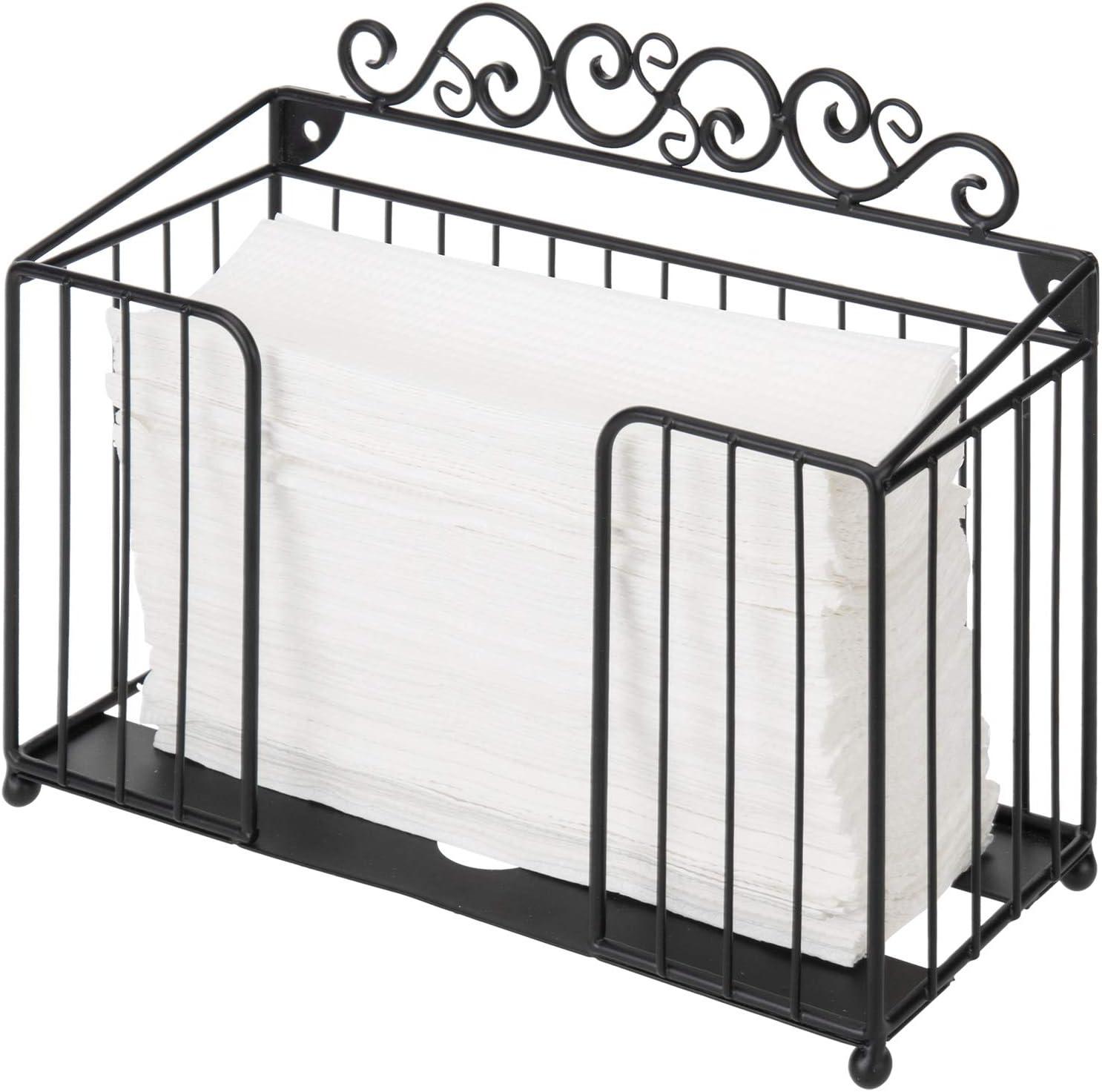 imageMyGift Modern Brass Tone Metal Wire Commercial Wall Mounted or Tabletop Paper Folded Towel Holder Dispenser Rack Tree and BirdBlacksmall