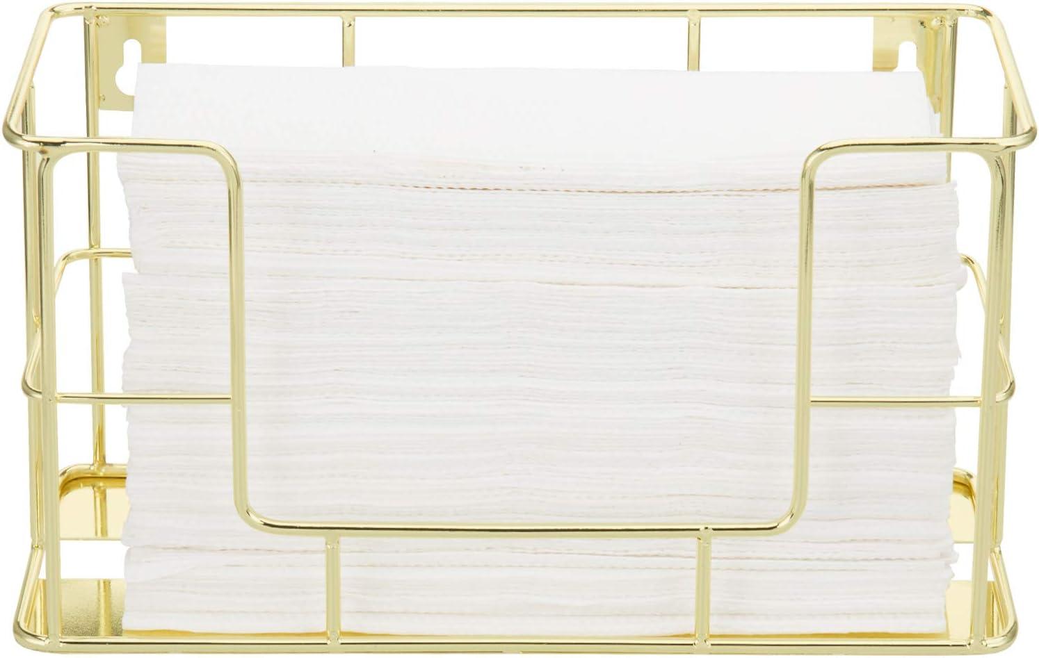 imageMyGift Modern Brass Tone Metal Wire Commercial Wall Mounted or Tabletop Paper Folded Towel Holder Dispenser Rack Tree and BirdBrass