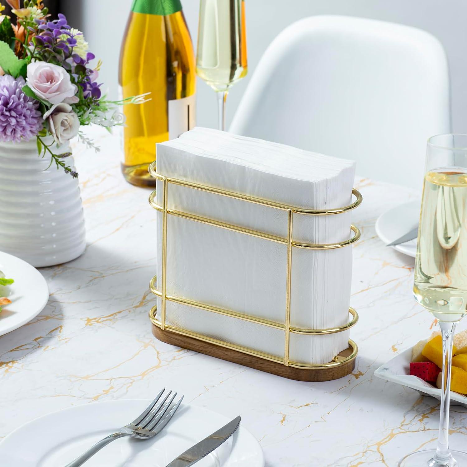 imageMyGift Modern Brass Tone Metal Wire Commercial Wall Mounted or Tabletop Paper Folded Towel Holder Dispenser Rack Tree and BirdModern Brass