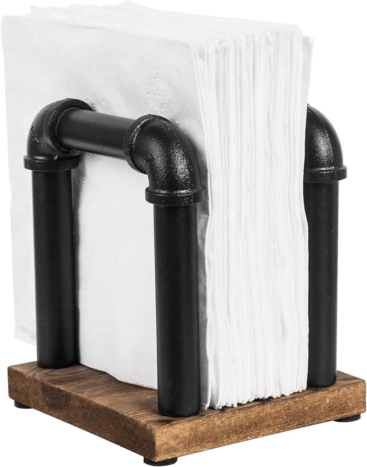 imageMyGift Modern Brass Tone Metal Wire Commercial Wall Mounted or Tabletop Paper Folded Towel Holder Dispenser Rack Tree and BirdPipe Black