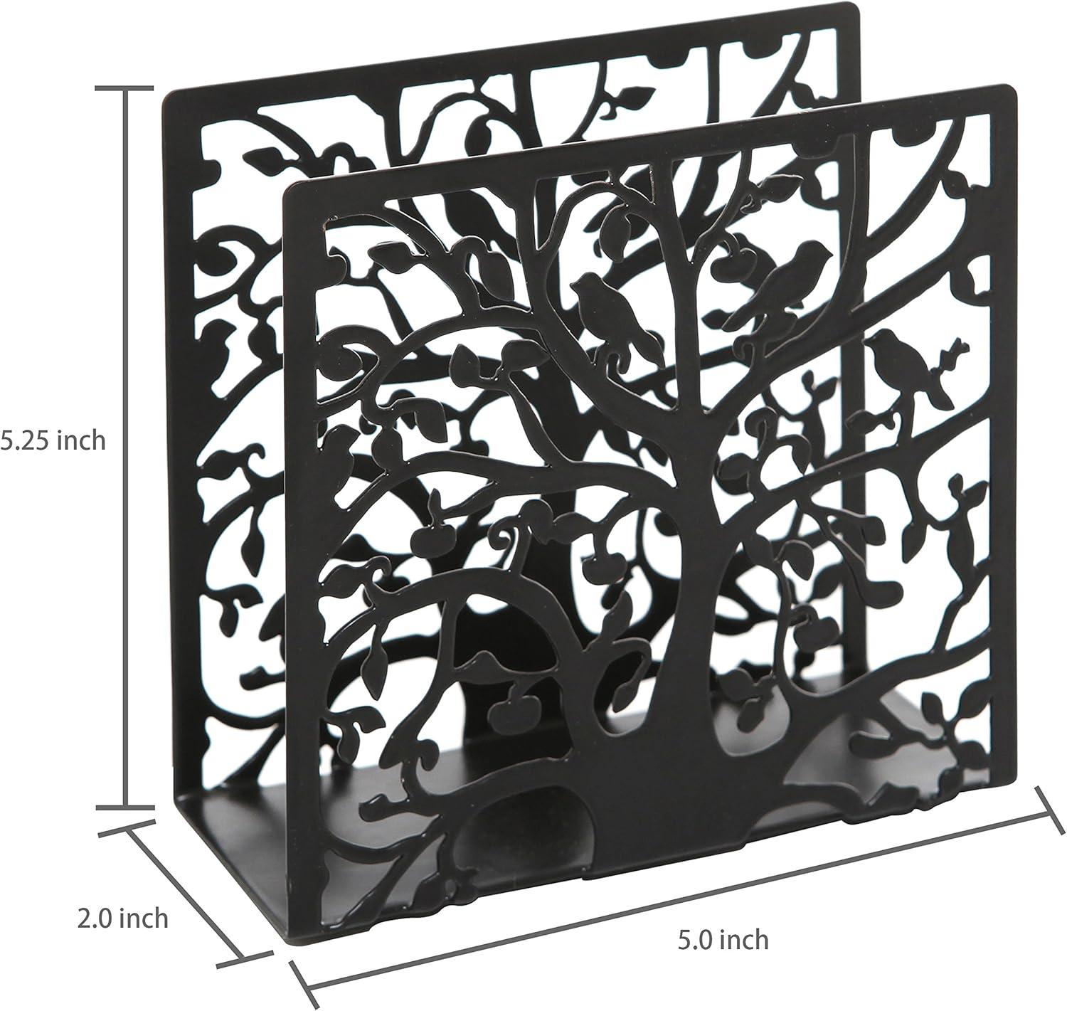 imageMyGift Modern Brass Tone Metal Wire Commercial Wall Mounted or Tabletop Paper Folded Towel Holder Dispenser Rack Tree and BirdTree and Bird