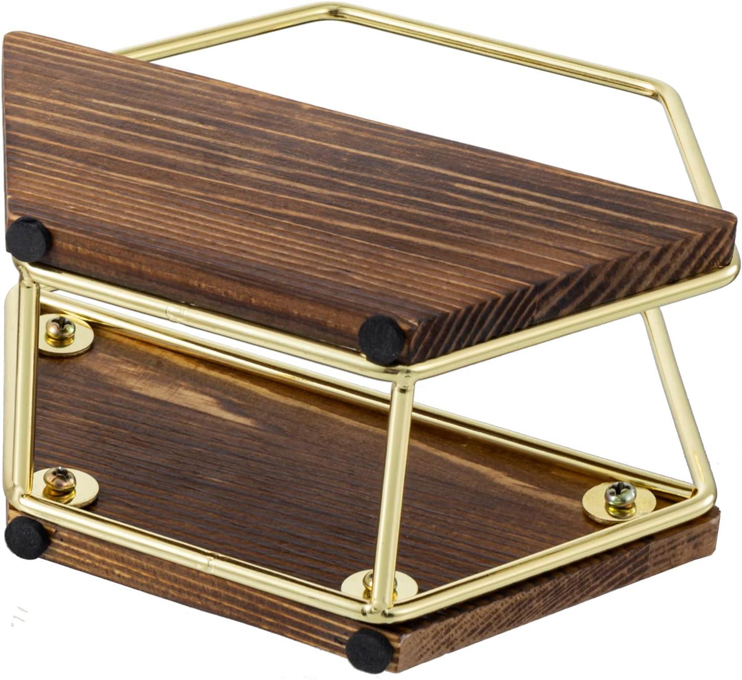 imageMyGift Modern Brass Tone Metal Wire Commercial Wall Mounted or Tabletop Paper Folded Towel Holder Dispenser Rack Tree and BirdWood and Brass