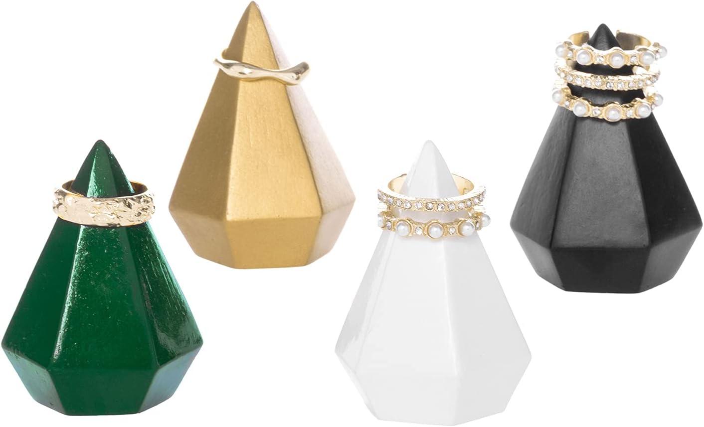 imageMyGift Modern Cone Shaped Ring Holders Decorative MultiColored Pastel Prism Style Jewelry Display Stands Set of 4Multicolored 4