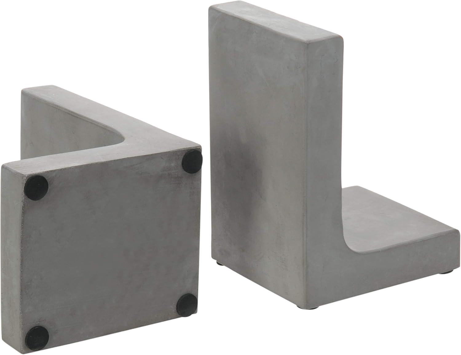 imageMyGift Modern Gold Concrete Office Bookshelf Decor Bookends for Heavy Book and Textbooks Desktop Book Holder 1 PairGray