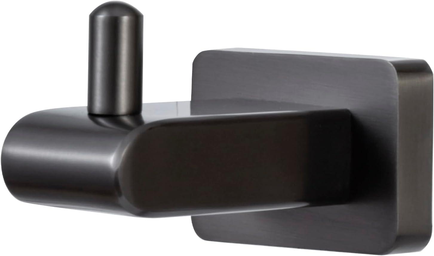 imageMyGift Modern Gunmetal Gray Wall Mounted Towel Hook Hotel Series Sleek Polished Stainless Steel Hanging Bath Towel and Robe Holder