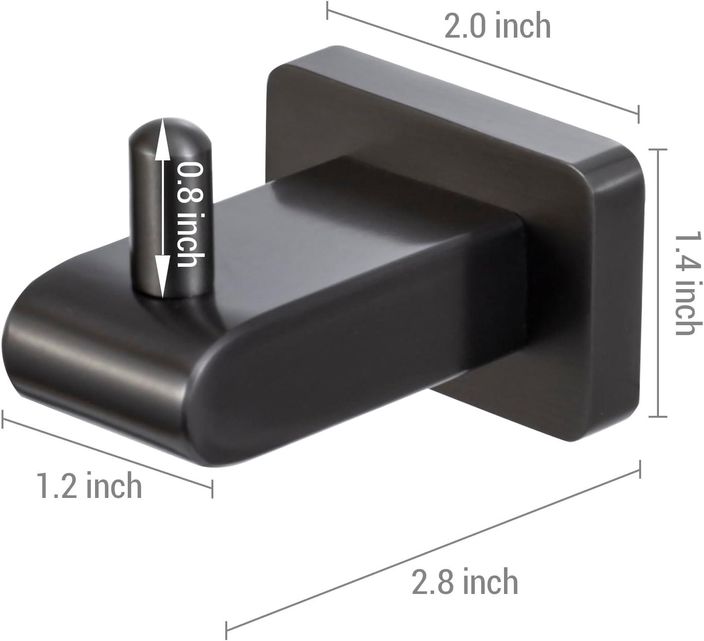 imageMyGift Modern Gunmetal Gray Wall Mounted Towel Hook Hotel Series Sleek Polished Stainless Steel Hanging Bath Towel and Robe Holder